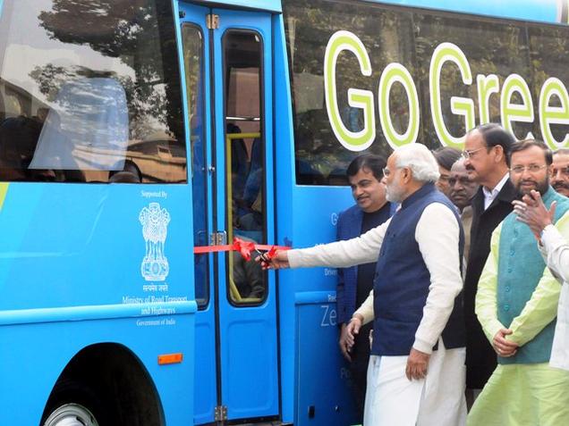 PM Narendra Modi flags off first prototype electric bus for MPs