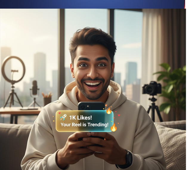 A creator seeing the results of Meta's intent-driven recommendation engine with a 1K likes notification