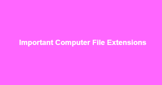 Important Computer File Extensions