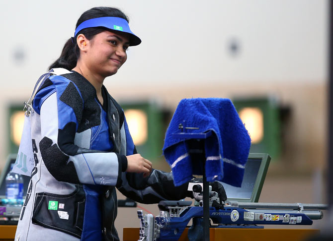 Apurvi  Chandela wins gold with world record effort in the women’s 10 metre air rifle event at the Swedish Cup Grand Prix