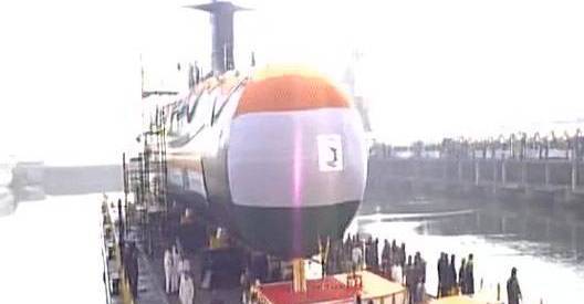 Second Scorpene class submarine INS Khanderi launched Second Scorpene class submarine INS Khanderi launched